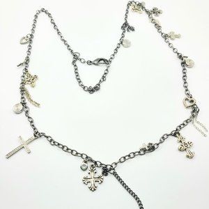 Silver necklace with crosses and 37 inch chain
